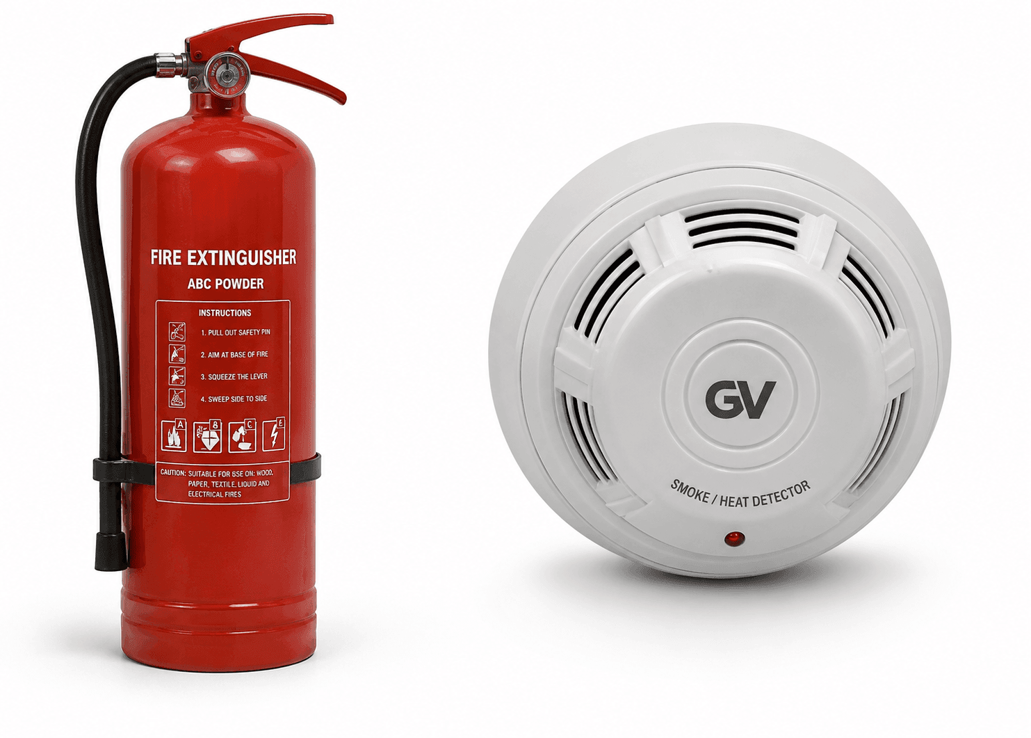 Fire extinguisher and smoke heat detector