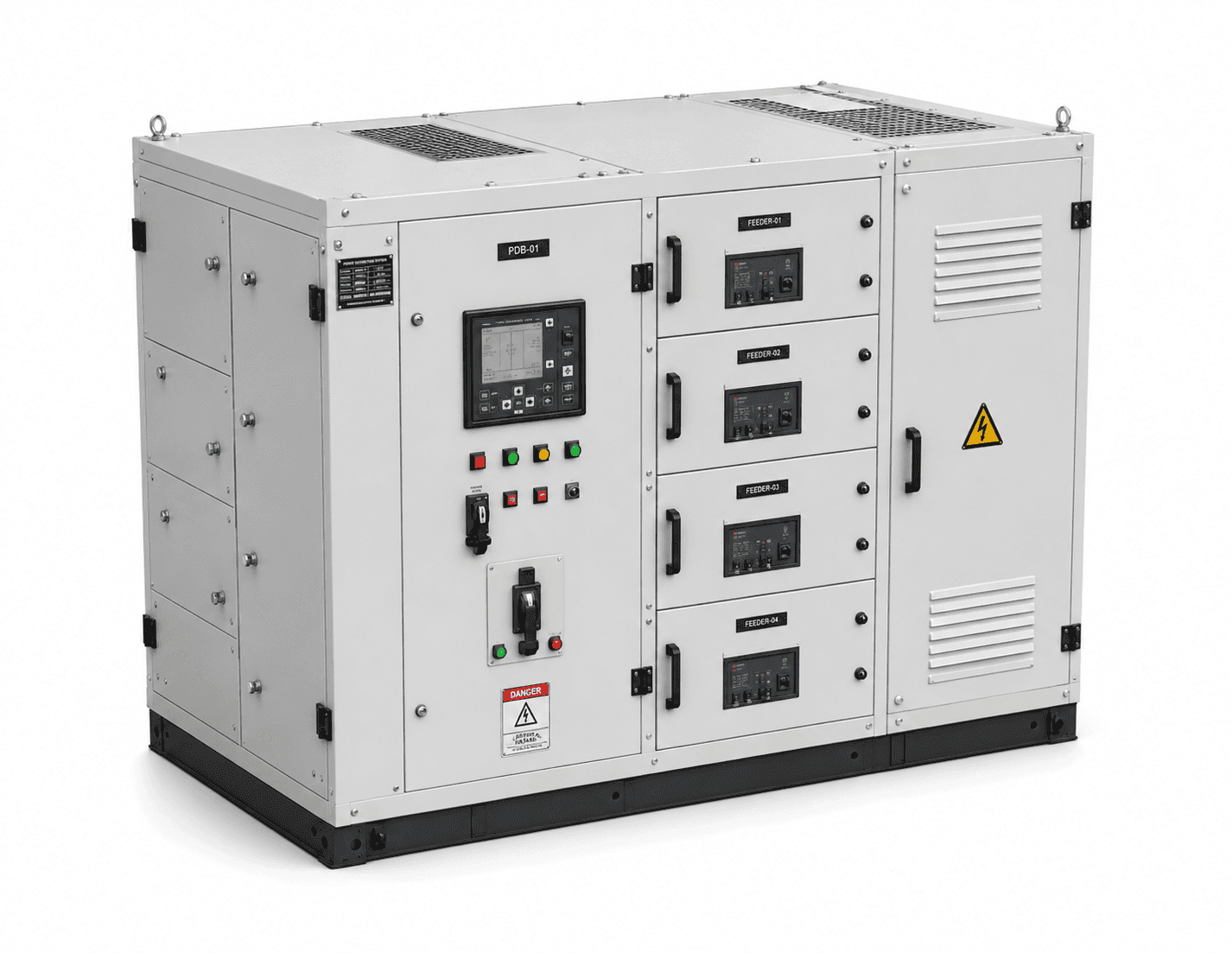 Power distribution cabinet with transformers