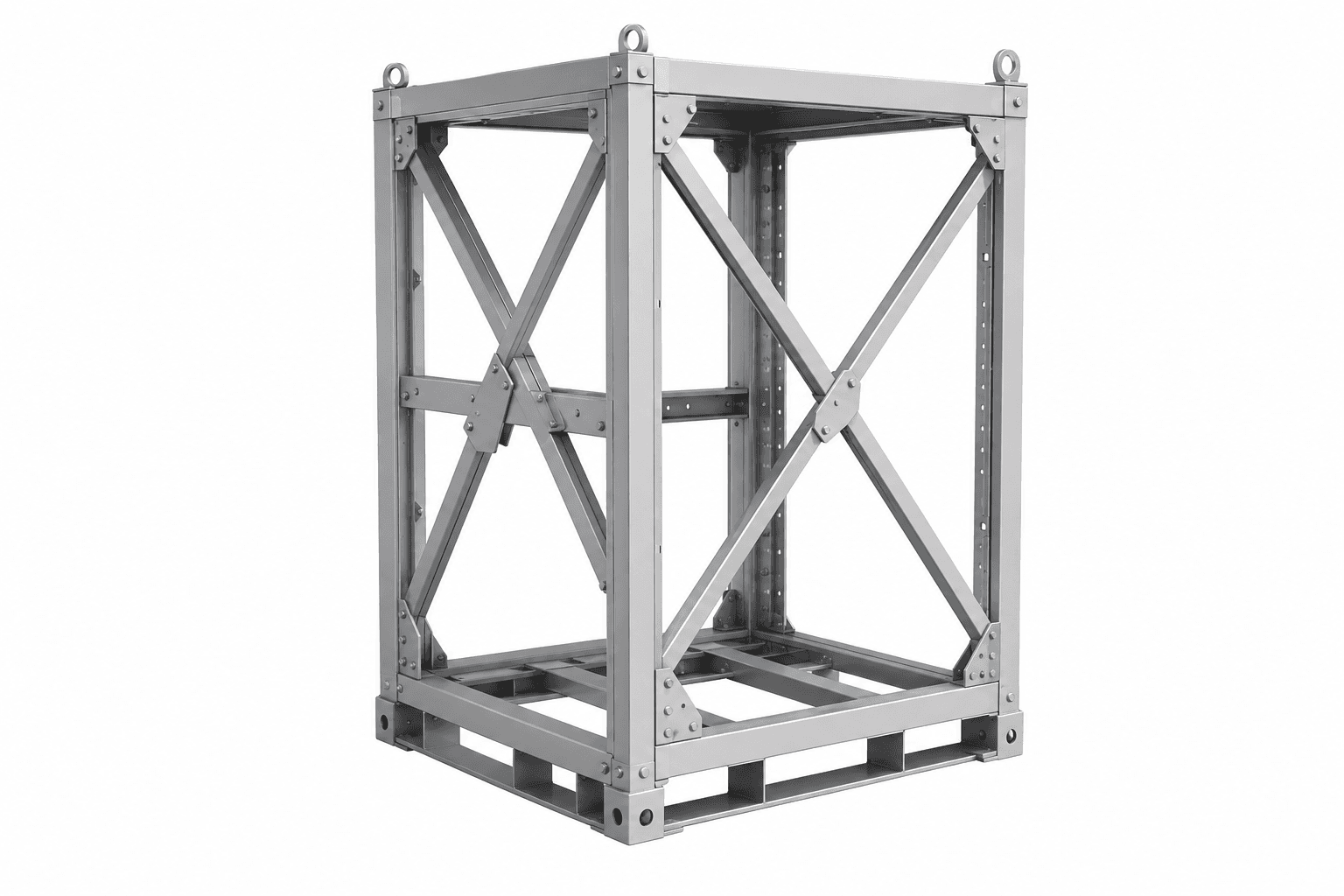 Steel base frame and skid structural assembly